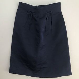 Lanvin Navy Knee Length Pleated Skirt Size 4